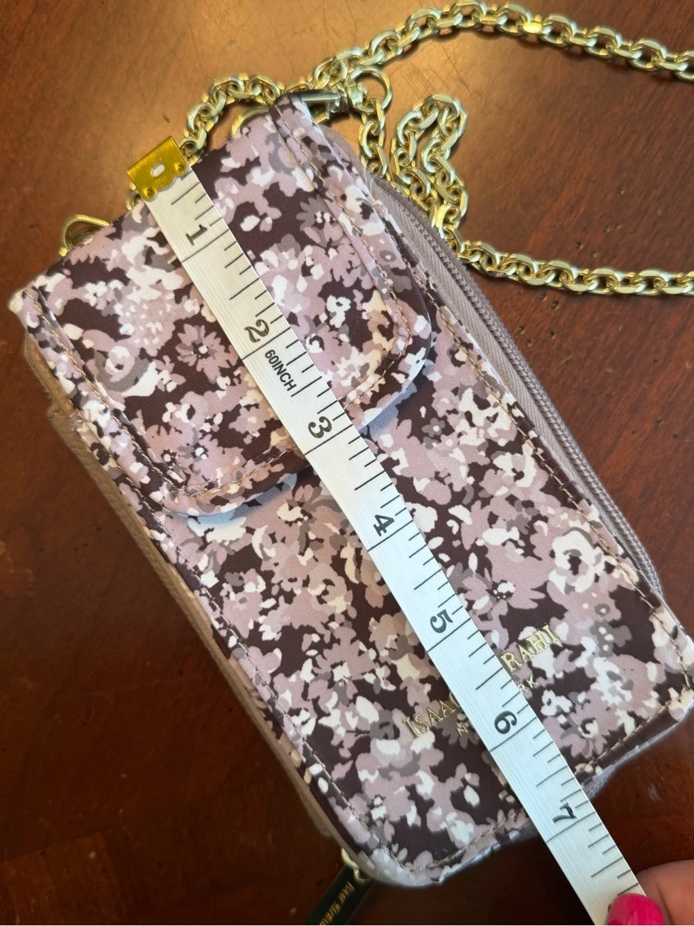 Isaac Mizrahi New York Floral Chain Crossbody Phone Pouch/Wallet